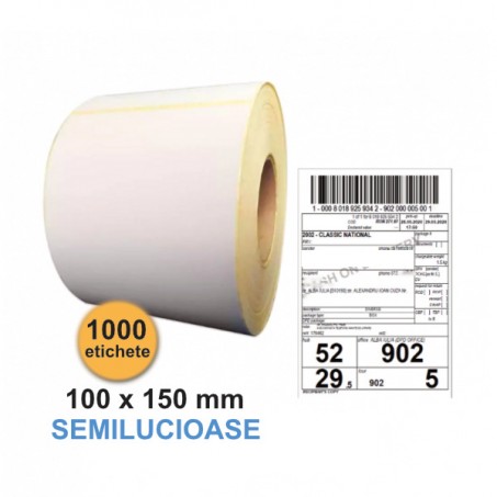 Etichete Autoadezive Semilucioase 100 x 150 mm, Perfor de Rupere, 1000 Etichete / Rolă