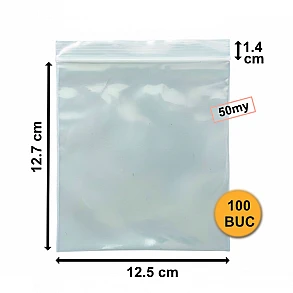 Set 100 Bucăți Pungi Din Plastic Cu Fermoar (ZipLock), 125mm x 127mm, 50µm Set 100 Bucăți Pungi Din Plastic Cu Fermoar (ZipLock), 125mm x 127mm, 50µm