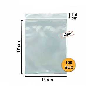 Set 100 Bucăți Pungi Din Plastic Cu Fermoar (ZipLock), 140mm x 170mm, 50µm Set 100 Bucăți Pungi Din Plastic Cu Fermoar (ZipLock), 140mm x 170mm, 50µm