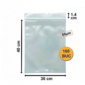 Set 100 Bucăți Pungi Din Plastic Cu Fermoar (ZipLock), 300mm x 400mm, 50µm