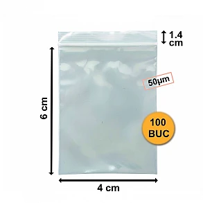 Set 100 Bucăți Pungi Din Plastic Cu Fermoar (ZipLock), 40mm x 60mm, 50µm Set 100 Bucăți Pungi Din Plastic Cu Fermoar (ZipLock), 40mm x 60mm, 50µm