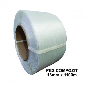 Bandă PES Nețesută Compozit 13 mm x 1100 m, 330 kgf, Tub 200 mm