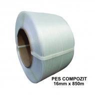 Bandă PES Nețesută Compozit 16 mm x 850 m, 450 kgf, Tub 200 mm