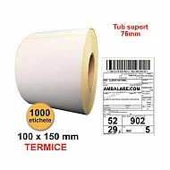 Etichete Autoadezive Termice 100 x 150 mm, Perfor de Rupere, 1000 Etichete / Rolă, TOP THERMAL, Tub 76mm