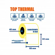 Etichete Autoadezive Termice 58 x 43 mm, 1000 Etichete / Rolă, TOP THERMAL