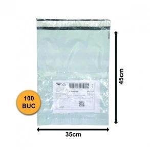 Set 100 bucăți Pungi Curierat  FB05+ Cu Buzunar AWB, 350x450+50mm, 60my
