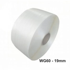 Bandă PES Nețesută Hot Melt 19 mm x 600 m, 550 kgf, WG60