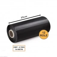 Set 12 Role Folie Stretch Neagră, 250mm, 23my, 0.75kg, 134ml