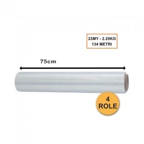 Set 4 Role Folie Stretch Transparentă, 750mm, 23my, 1.6kg, 88.4ml