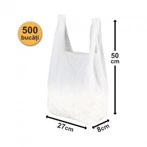 Set 500 bucăți Pungi Biodegradabile 27x50 cm - ALBE