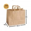 Set 250 bucăți Pungi Hârtie 32x16x35 cm, Kraft, Mâner Plat