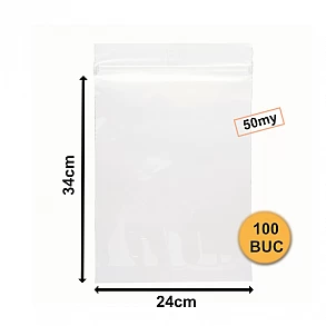 Set 100 Bucăți Pungi Din Plastic Cu Fermoar (ZipLock), 240mm x 340mm, 50µm
