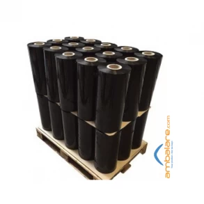 Palet 46 Role Folie Stretch Neagră, 50cm, 23my, 16kg/rolă, 1340ml/rolă, Uz Automat