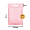 Set 100 bucăți Pungi Curierat Roz cu Mâner PCMR03, 265x320+90+50mm, 60my